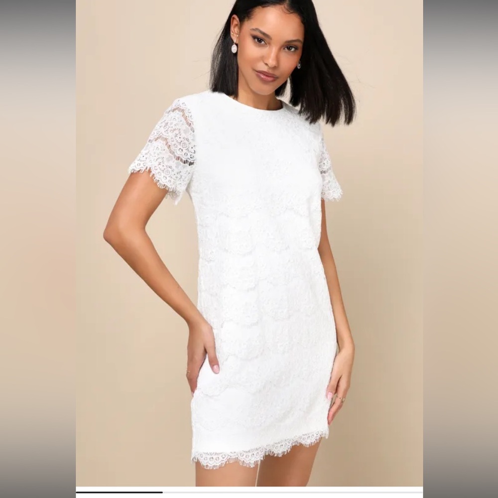 Take Me to Brunch Ivory Lace Shift Dress